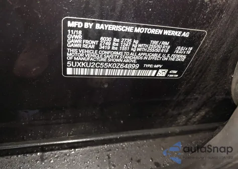 2019 BMW X6 xDrive35I из США, поврежденный, VIN 5UXKU2C55K0Z64899